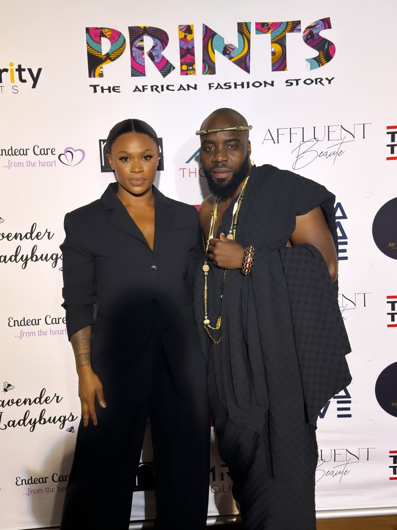 Saran Konteh and Mark at PRINTS - THE AFRICAN FASHION STORY (The Charity Project) showcasing cultural expression, fashion, and community celebration.